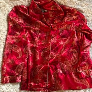 Morgan Taylor Red Paisley pajama top Blouse Large